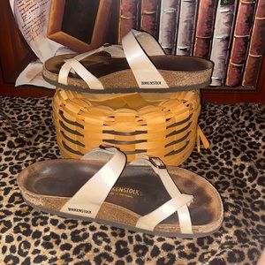 Birkenstock white sandals size 40 I believe Transfers to 8 1/2 in US sizes